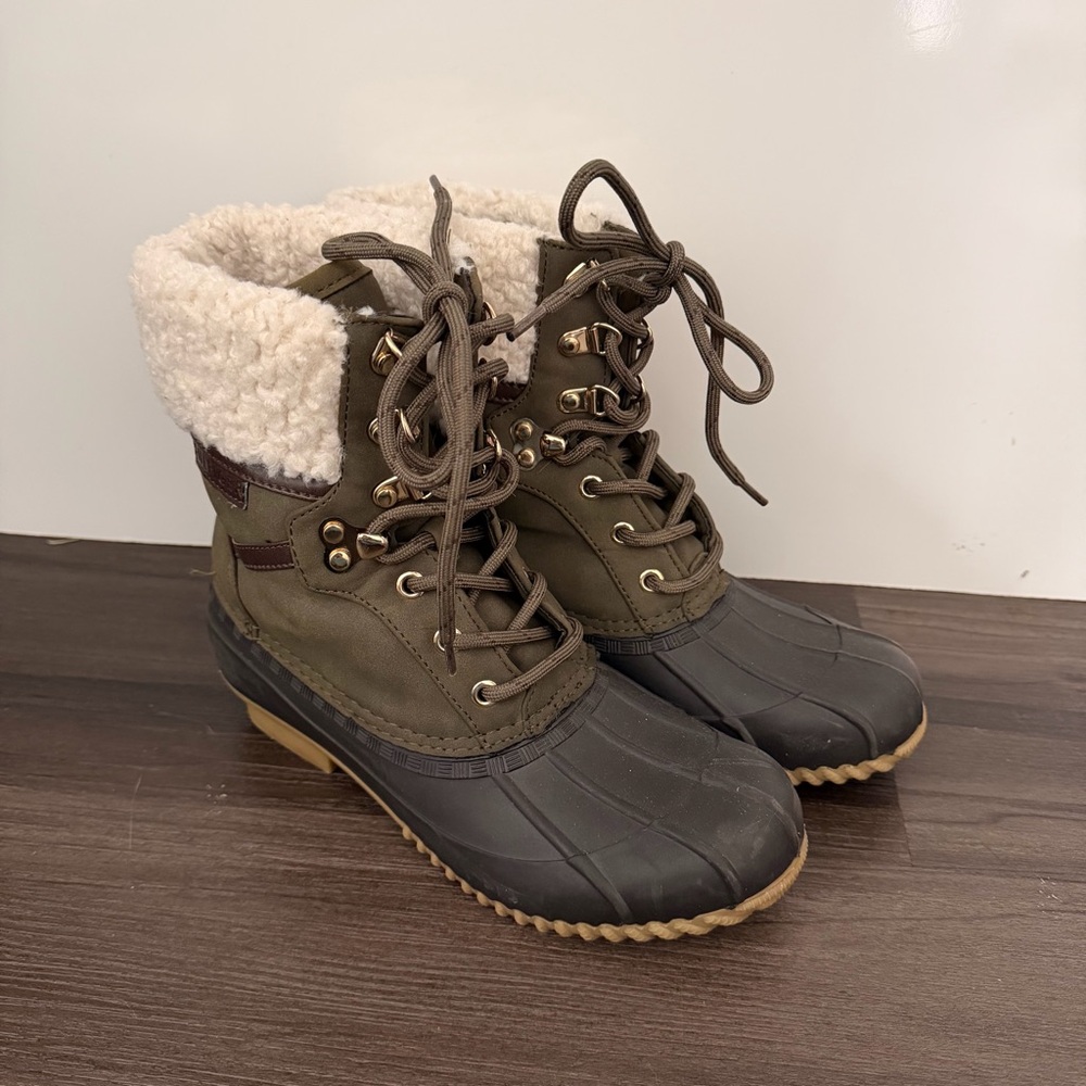 Tommy Hilfiger Olive and Black Combat Boots